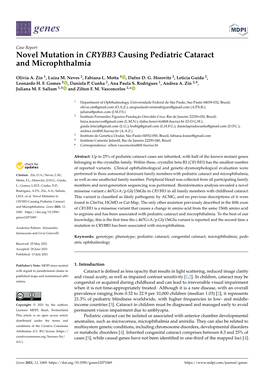 Novel Mutation in CRYBB3 Causing Pediatric Cataract and Microphthalmia