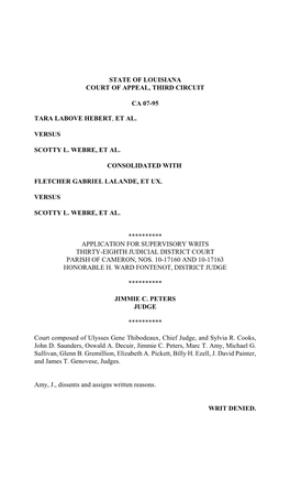 State of Louisiana Court of Appeal, Third Circuit Ca 07