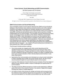 Future Connect: Social Networking and AIDS Communication by Pete Cranston and Tim Davies