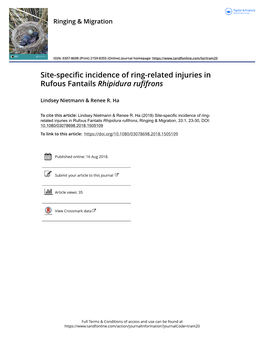 Site-Specific Incidence of Ring-Related Injuries in Rufous Fantails Rhipidura Rufifrons