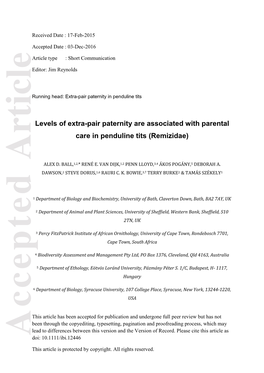 Pair Paternity Are Associated with Parental Care In