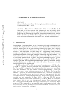 Arxiv:Astro-Ph/0108358V1 22 Aug 2001 Rttp Bet Fteylo Yegat (F Hypergiants Yellow the of Objects Prototype Pcrltp N Uioiy(Ejgr1998)