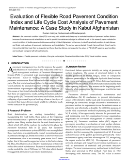 Evaluation of Flexible Road Pavement Condition Index and Life Cycle