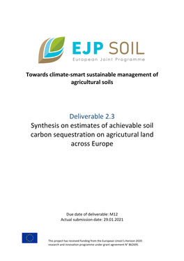 Deliverable 2.3 Synthesis on Estimates of Achievable Soil Carbon Sequestration on Agricutural Land Across Europe