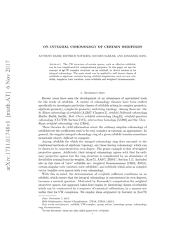 Arxiv:1711.01748V1 [Math.AT] 6 Nov 2017 Vector Bundles Over Spaces with Even Cohomology