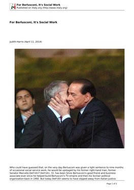 For Berlusconi, It's Social Work Published on Iitaly.Org (
