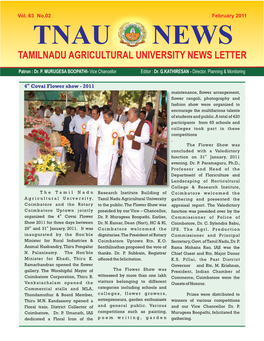 Tnau News Tamilnadu Agricultural University News Letter