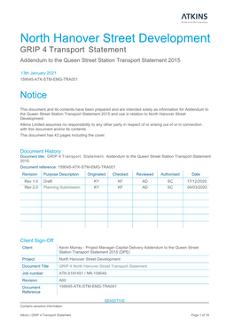 North Hanover Street Development GRIP 4 Transport Statement Addendum to the Queen Street Station Transport Statement 2015