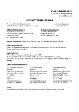 Anna Christina Raute University College London