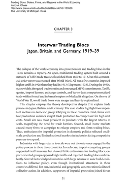 Interwar Trading Blocs Japan, Britain, and Germany, 1919–39