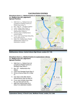 VACCINATION CENTRES Directions from L.L