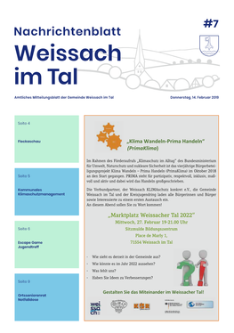Nachrichtenblatt Weissach Im Tal Amtliches Mitteilungsblatt Der Gemeinde Weissach Im Tal Donnerstag, 14
