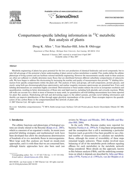 C Metabolic Flux Analysis of Plants