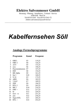 Kabelfernsehen Söll