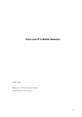 Voice Over IP in Mobile Networks