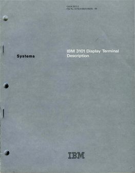 IBM 3101 Display Terminal Description READER's COMMENT FORM GA18-2033-2
