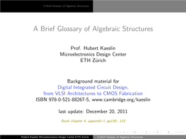 A Brief Glossary of Algebraic Structures