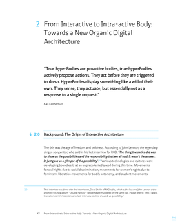 2 from Interactive to Intra-Active Body: Towards a New Organic Digital Architecture