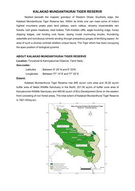 Kalakad Mundanthurai Tiger Reserve