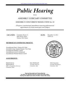 Public Hearing Before