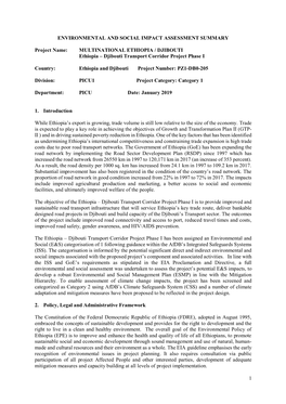 Environmental and Social Impact Assessment Summary