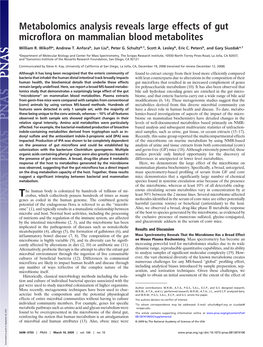 Metabolomics Analysis Reveals Large Effects of Gut Microflora on Mammalian Blood Metabolites