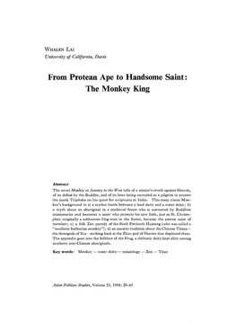 From Protean Ape to Handsome Saint: the Monkey King