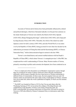 1 INTRODUCTION Accounts of Taiwan and Its History Have Been