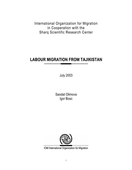 Labour Migration from Tajikistan