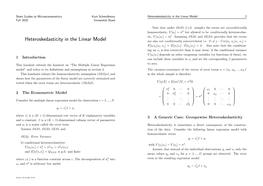 Heteroskedasticity in the Linear Model 2 Fall 2020 Unversit¨Atbasel