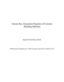 Gamma Ray Attenuation Properties of Common Shielding Materials