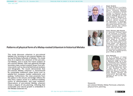 Patterns of Physical Form of a Malay-Rooted Urbanism in Historical Melaka Form”