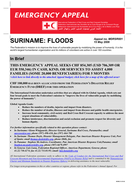 SURINAME: FLOODS 15 May 2006