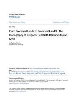 The Iconography of Oregon's Twentieth-Century Utopian Myth