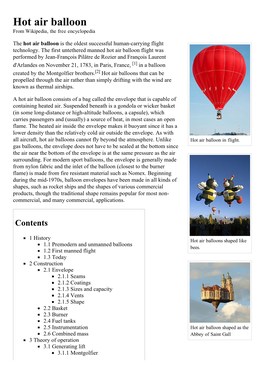 Hot Air Balloon ­ Wikipedia, the Free Encyclopedia Hot Air Balloon from Wikipedia, the Free Encyclopedia