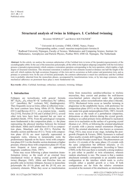 Structural Analysis of Twins in Feldspars. I. Carlsbad Twinning