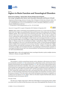 Siglecs in Brain Function and Neurological Disorders