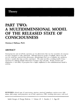 Part Two: a Multidimensional Model of the Released State of Consciousness