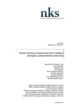 NKS-297, Nordic Sharing of Experience from Radiation