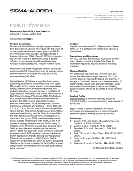 Monoclonal Anti-SNX6, Clone SNX6-76 Produced in Mouse, Ascites Fluid