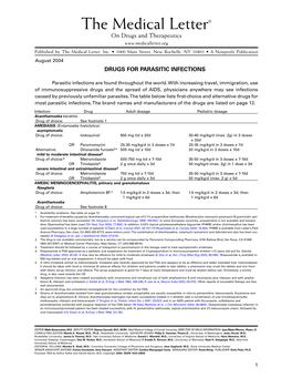 Drugs for Parasitic Infections