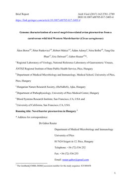 Genome Characterization of a Novel Chicken Picornavirus Distantly Related to the Members of Genus Avihepatovirus with a Single 2