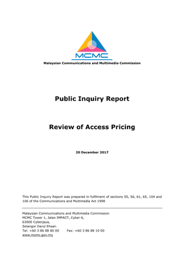 Public Inquiry Report Review of Access Pricing