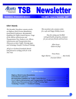 TSB Newsletter Volume 6, Issue 2, December 2007