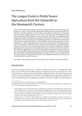 Agriculture from the Sixteenth to the Nineteenth Century