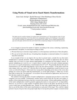 Using Works of Visual Art to Teach Matrix Transformations