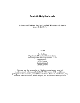 Semiotic Neighborhoods