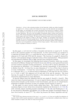 Arxiv:2012.04569V2 [Math.CO] 10 Dec 2020