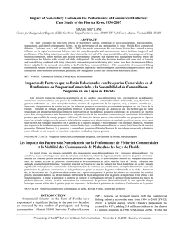 Impact of Non-Fishery Factors on the Performance of Commercial Fisheries: Case Study of the Florida Keys, 1950-2007