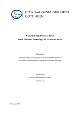 Valuation with Personal Taxes Under Different Financing and Dividend Policies